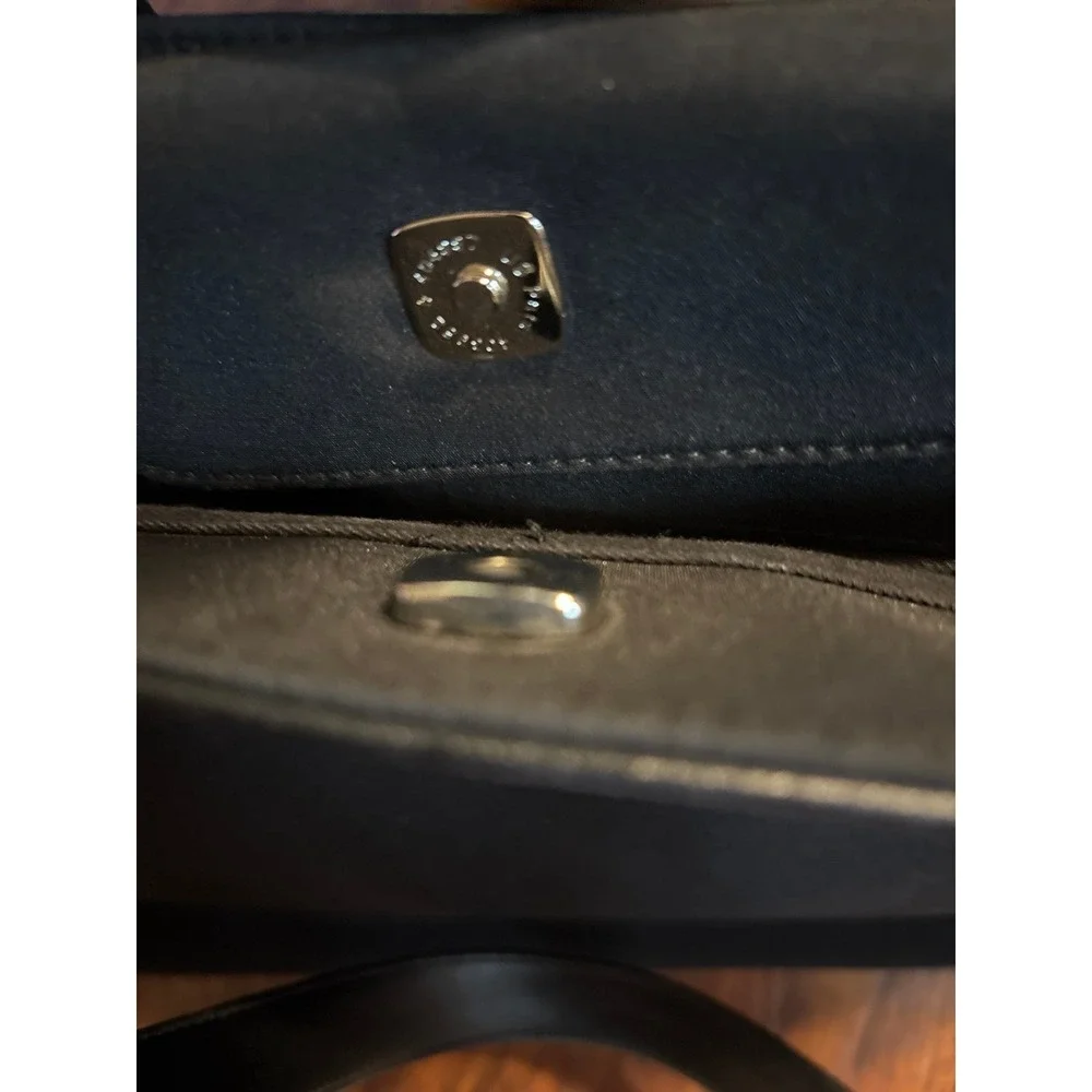 Liz Claiborne Business Tote Laptop Briefcase Black & White Vegan Leather 17